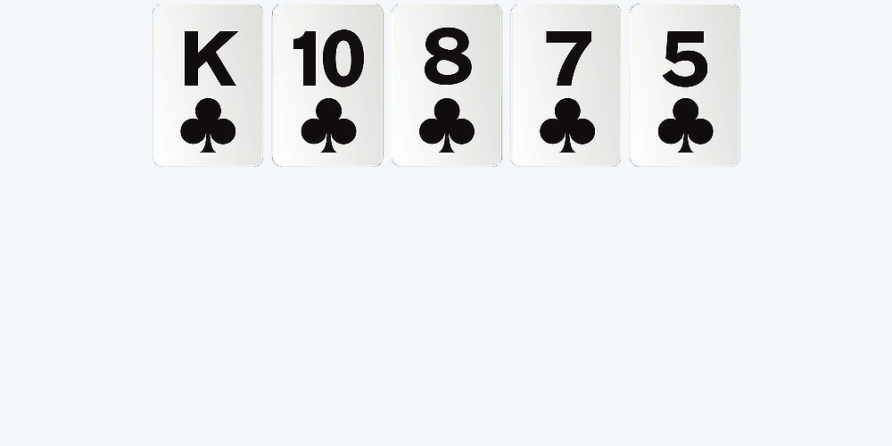 Flush example showing five suited cards in poker hand rankings – Poker for Beginner